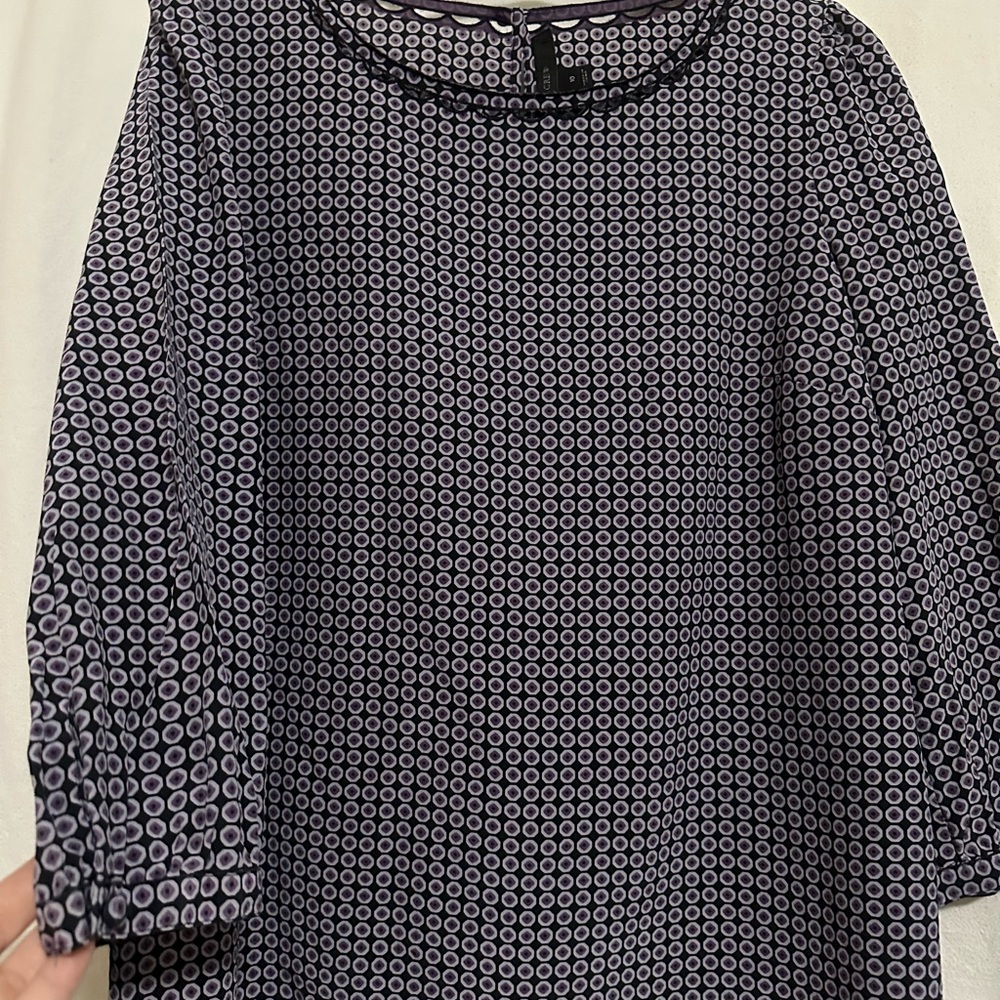 J. Crew Purple and Black Geometric Top